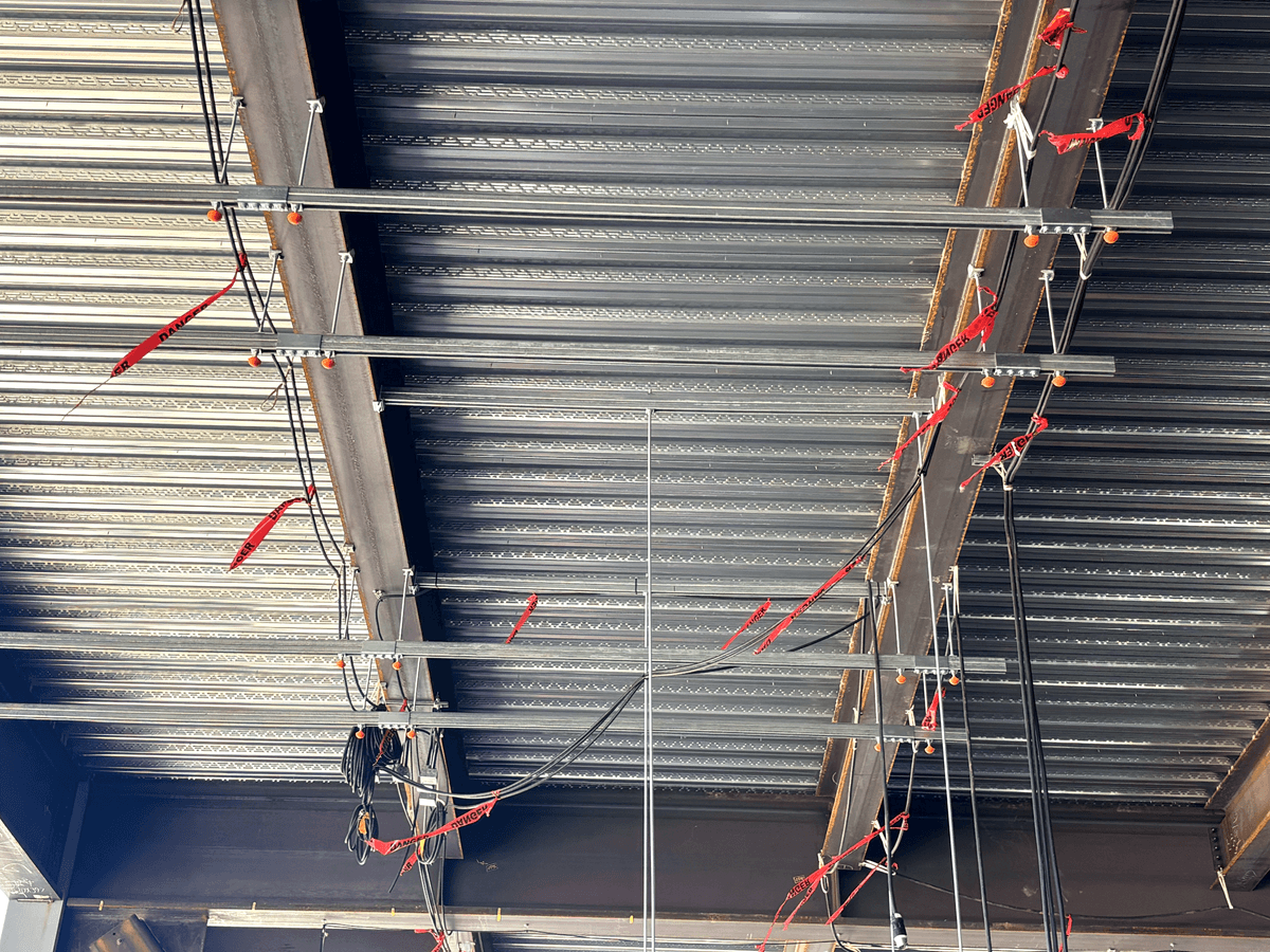 MagGuard installed on threaded rods on an active job site